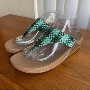 Fitflop Lulu Silky Weave Toe-Post Sandal Mint Green Size 10